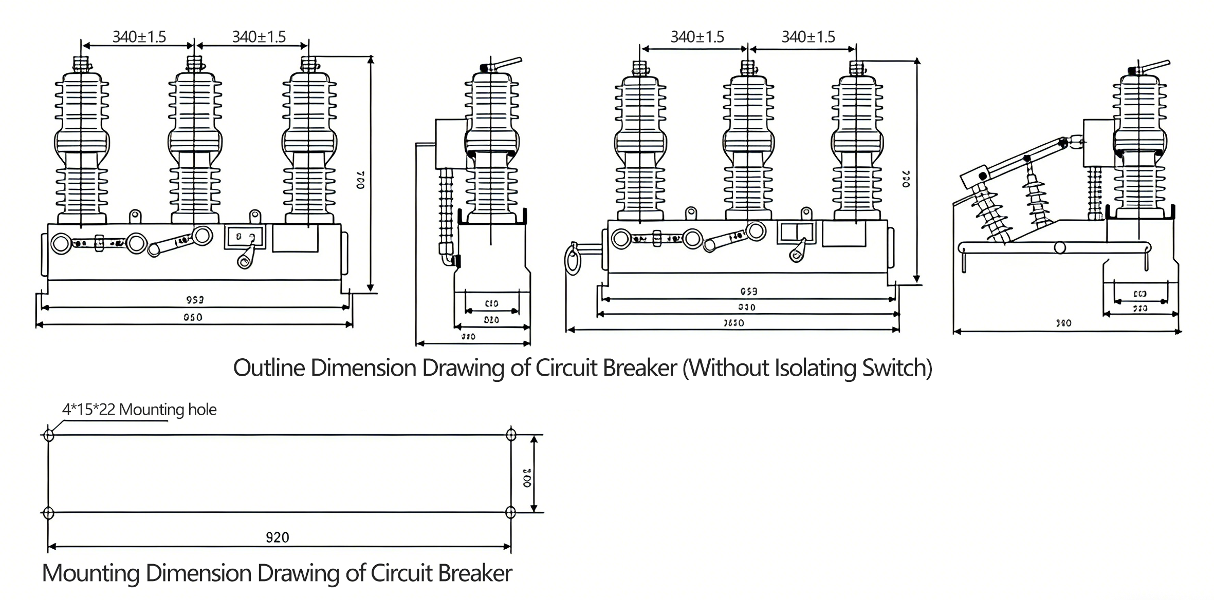 ZW32-12 Outline and Installation Dimensions