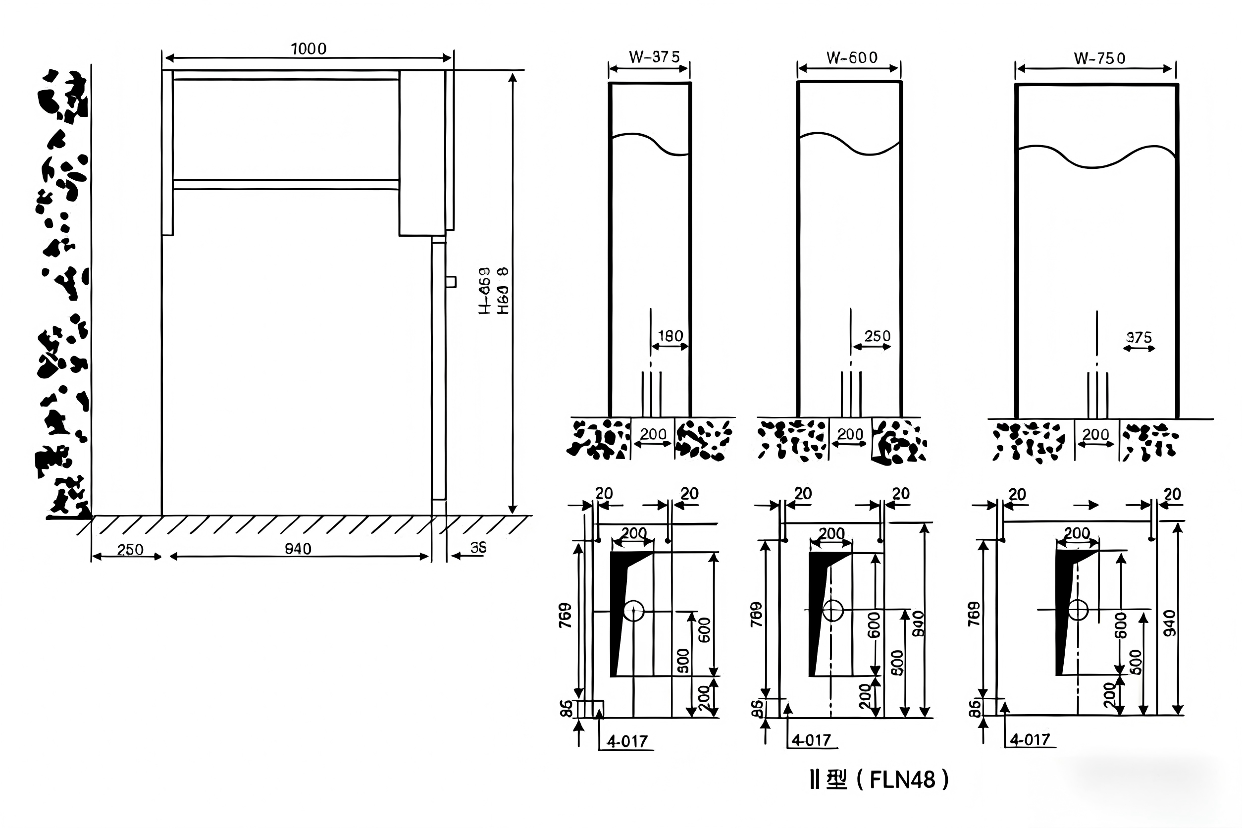 Overall Mounting Dimensions of Type HXGN□-12II